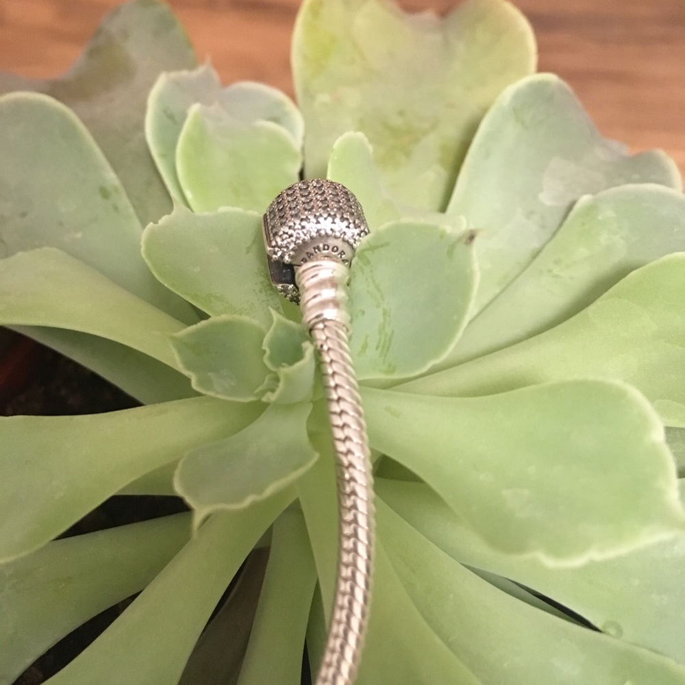 Pandora charm bracelet with CZ Clasp